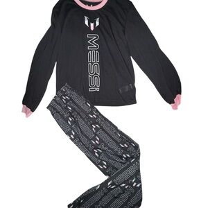 NWOT Kids Messi Pajamas - Black and Pink Size Large 12/14